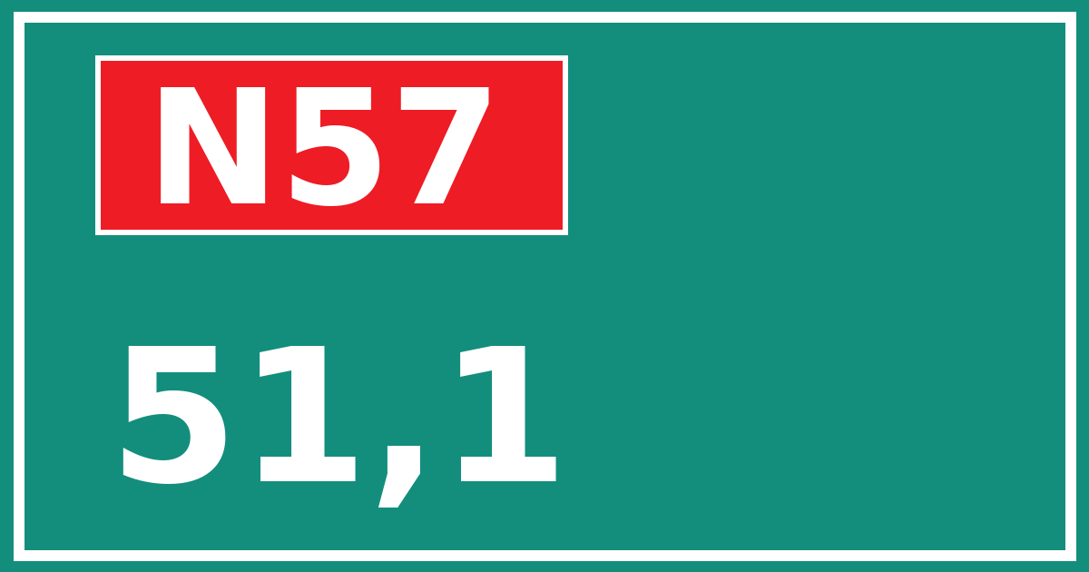 Hectometerbord N57 51,1