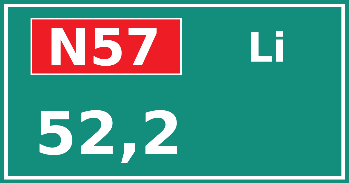 Hectometerbord N57 52,2 zijde Li