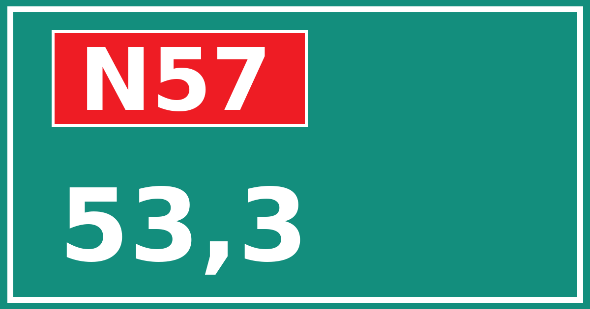 Hectometerbord N57 53,3
