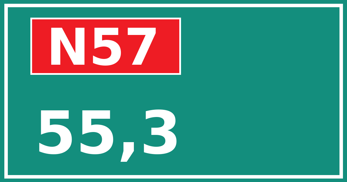 Hectometerbord N57 55,3