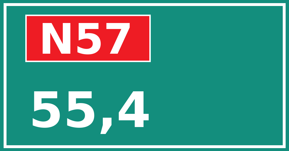 Hectometerbord N57 55,4