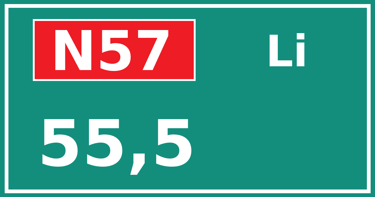 Hectometerbord N57 55,5 zijde Li