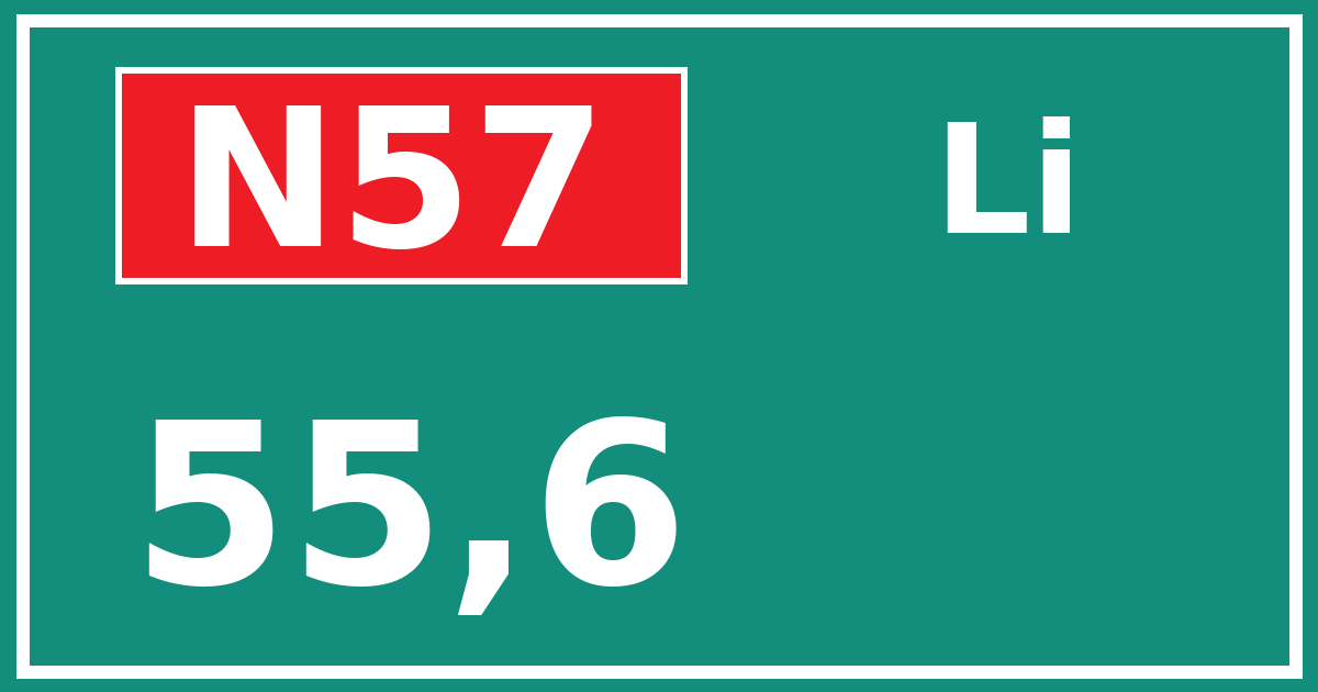 Hectometerbord N57 55,6 zijde Li