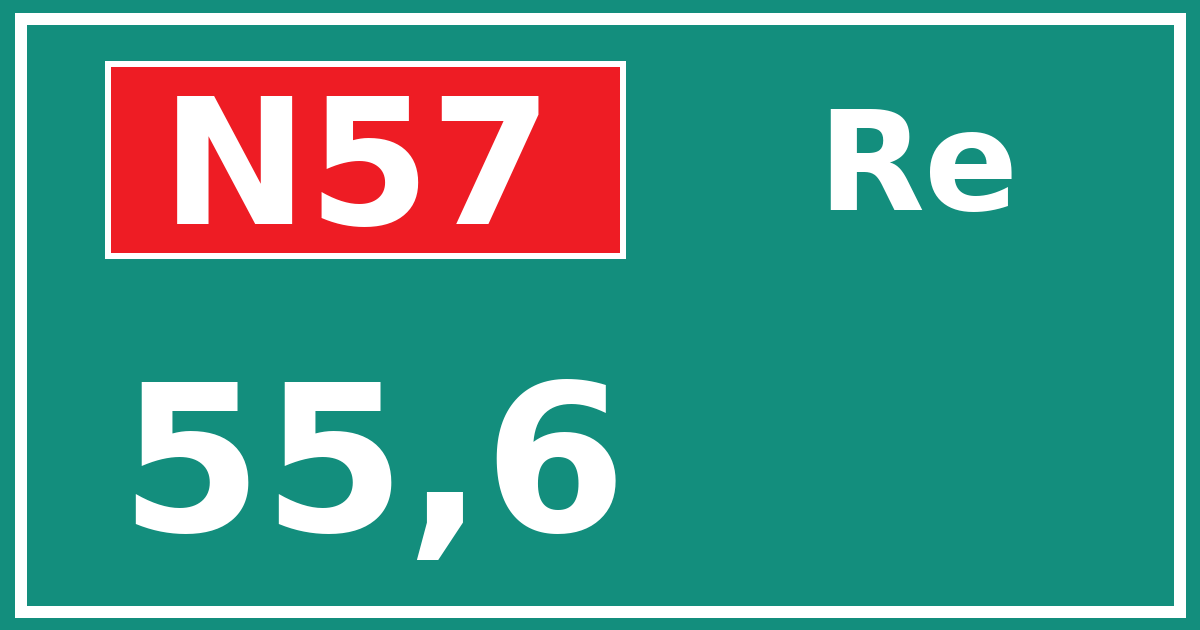 Hectometerbord N57 55,6 zijde Re