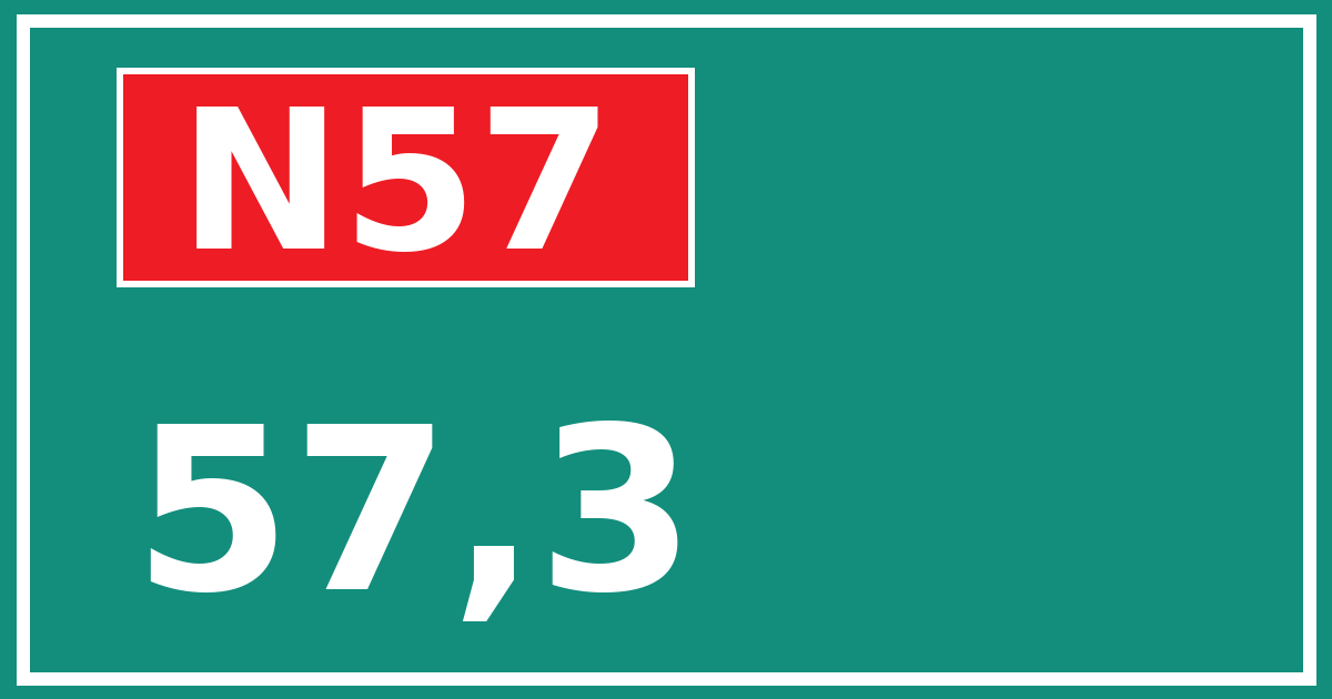 Hectometerbord N57 57,3