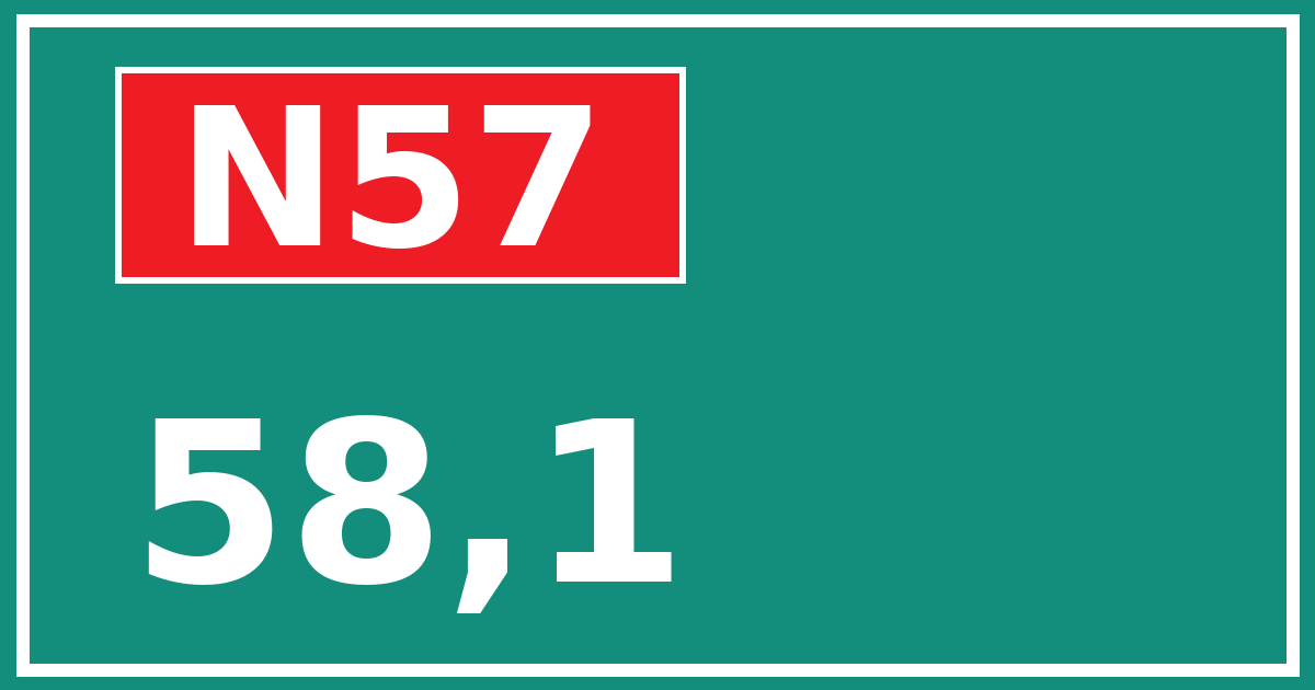 Hectometerbord N57 58,1