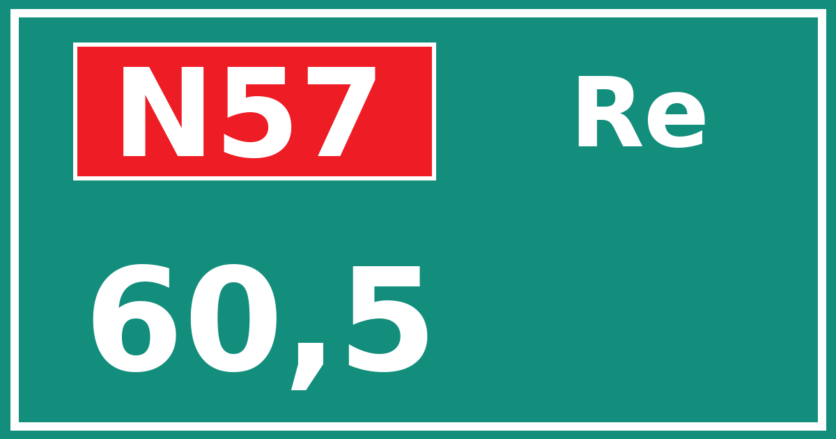 Hectometerbord N57 60,5 zijde Re