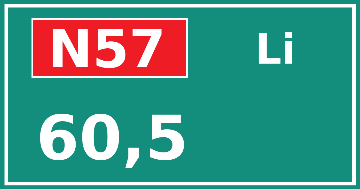 Hectometerbord N57 60,5 zijde Li