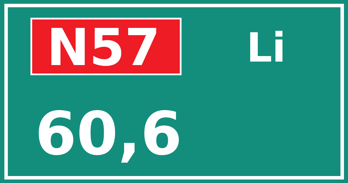 Hectometerbord N57 60,6 zijde Li