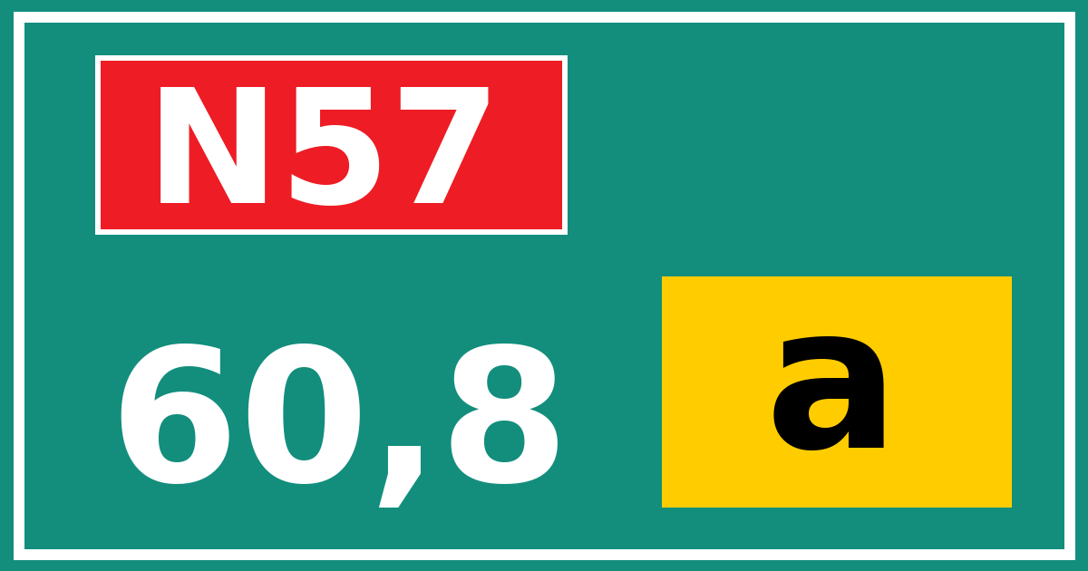 Hectometerbord N57 60,8 letter a