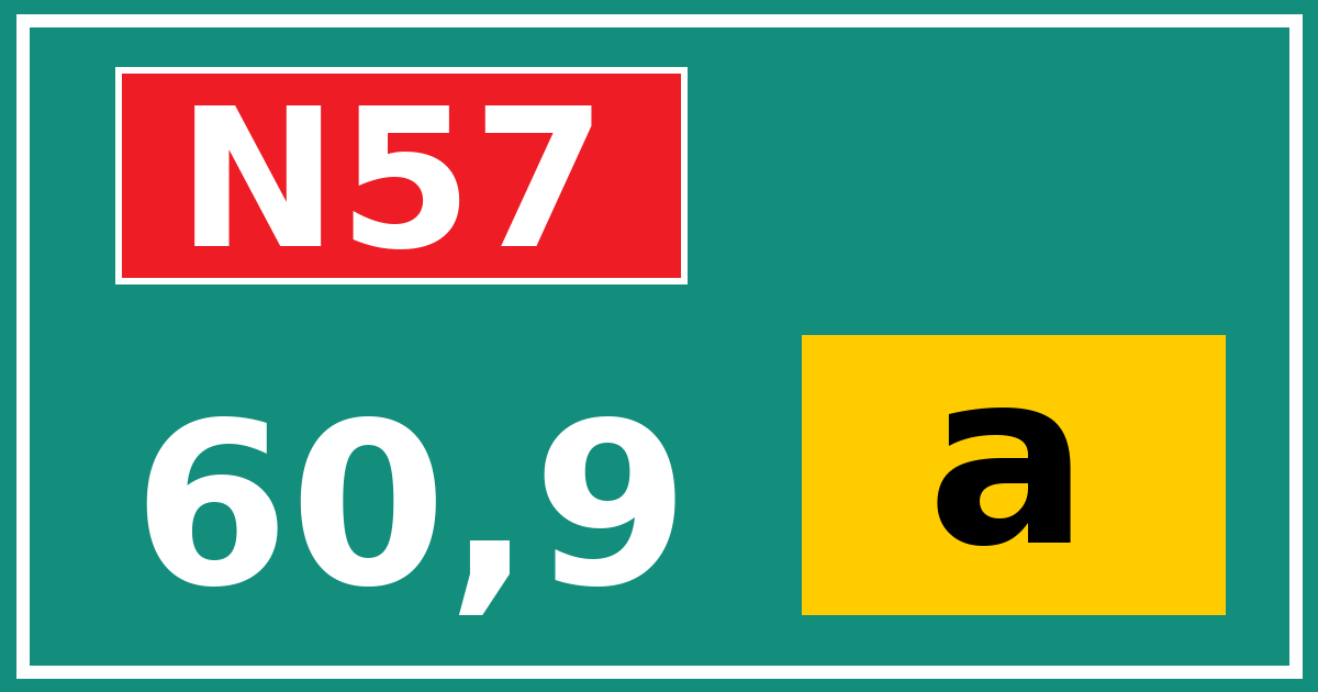 Hectometerbord N57 60,9 letter a