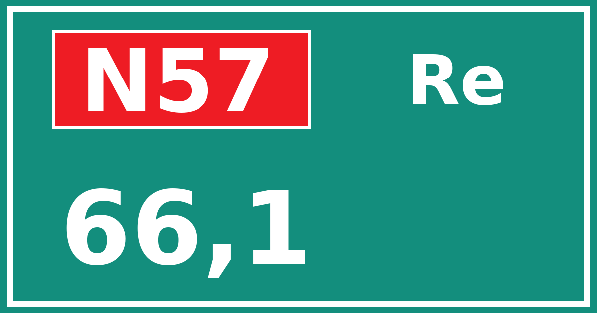 Hectometerbord N57 66,1 zijde Re