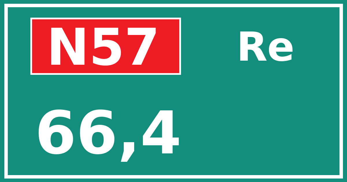 Hectometerbord N57 66,4 zijde Re