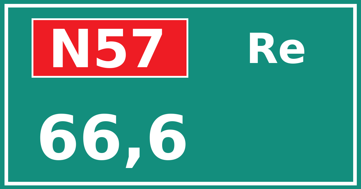 Hectometerbord N57 66,6 zijde Re