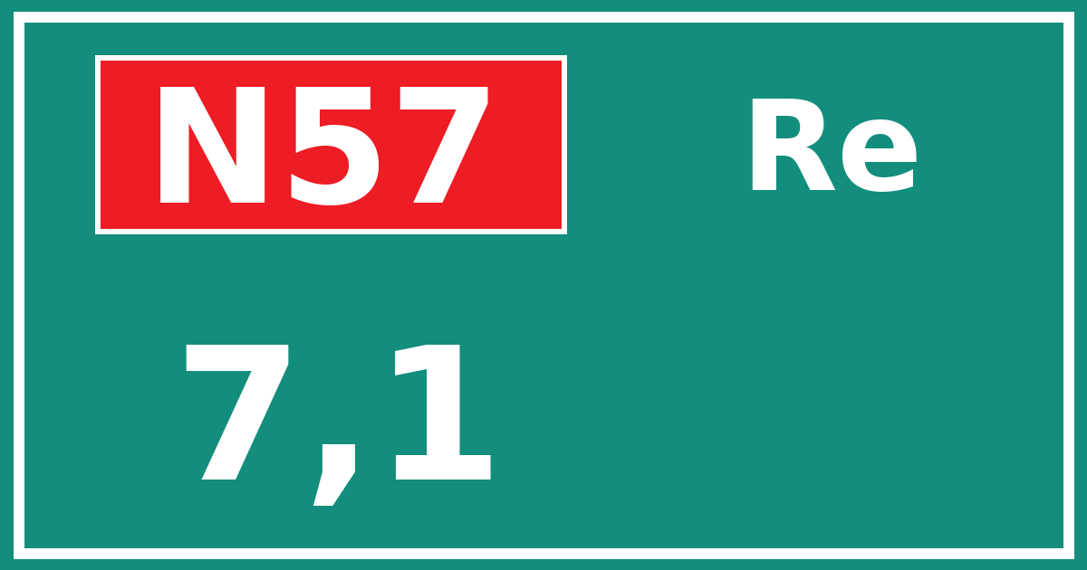 Hectometerbord N57 7,1 zijde Re