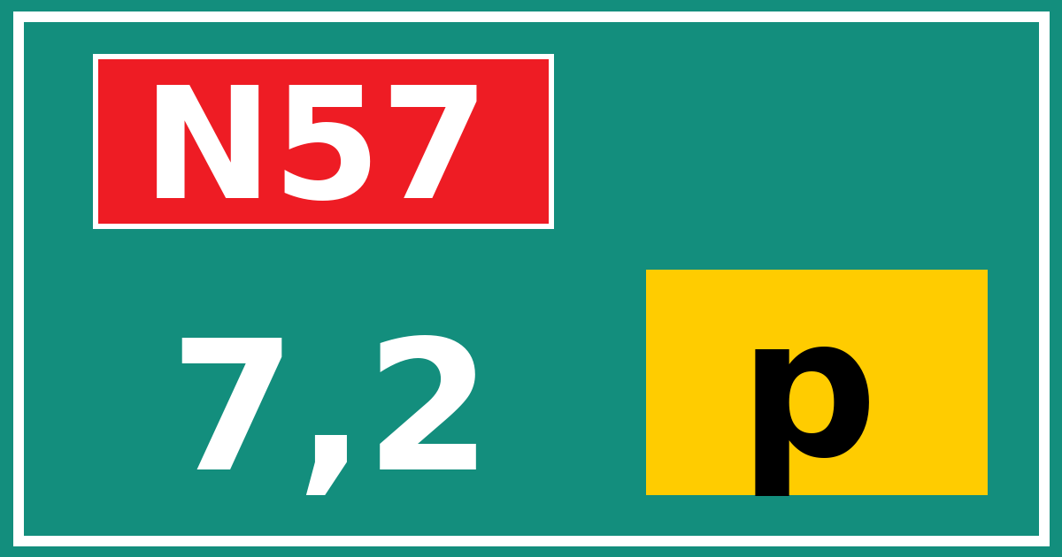 Hectometerbord N57 7,2 letter p