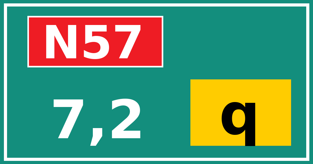 Hectometerbord N57 7,2 letter q