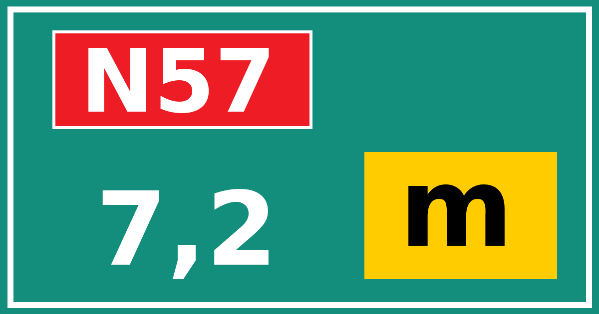 Hectometerbord N57 7,2 letter m