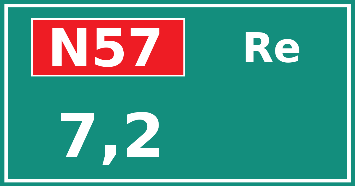 Hectometerbord N57 7,2 zijde Re