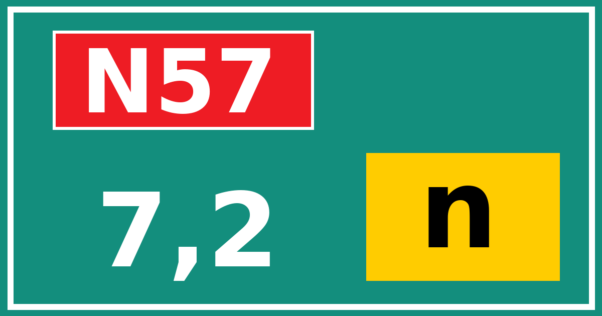 Hectometerbord N57 7,2 letter n
