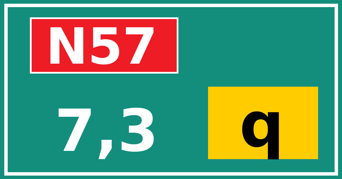 Hectometerbord N57 7,3 letter q