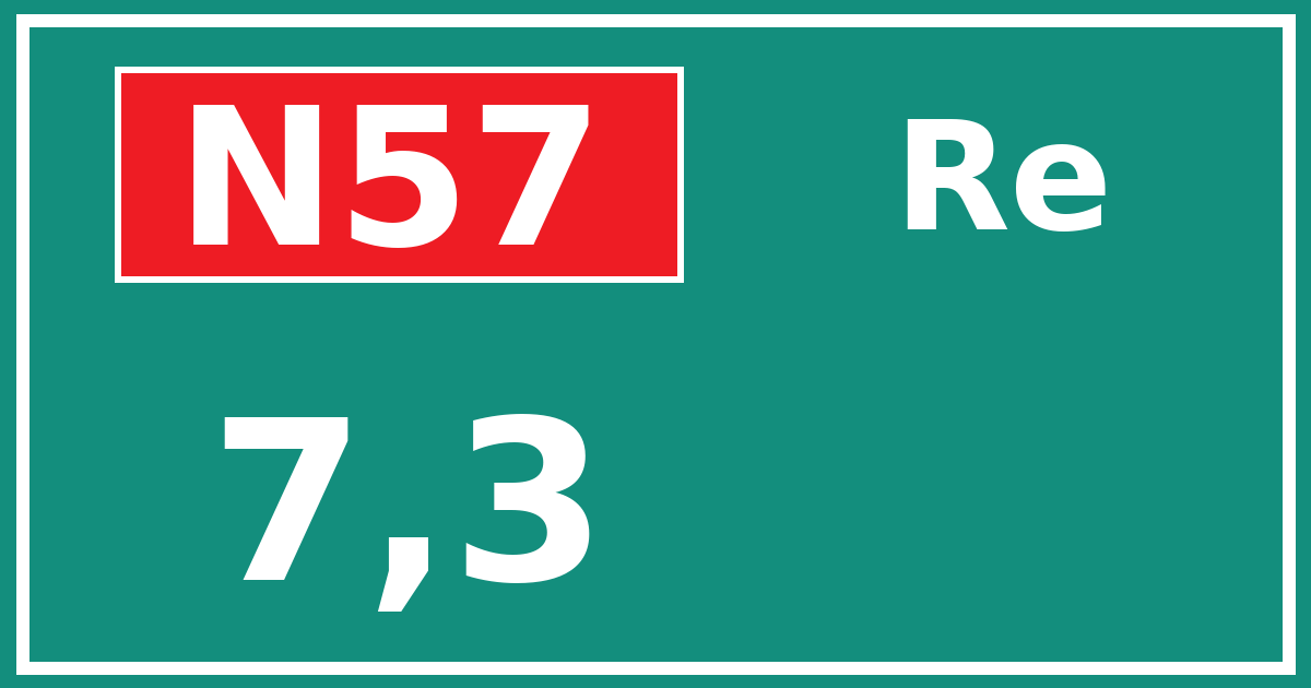 Hectometerbord N57 7,3 zijde Re