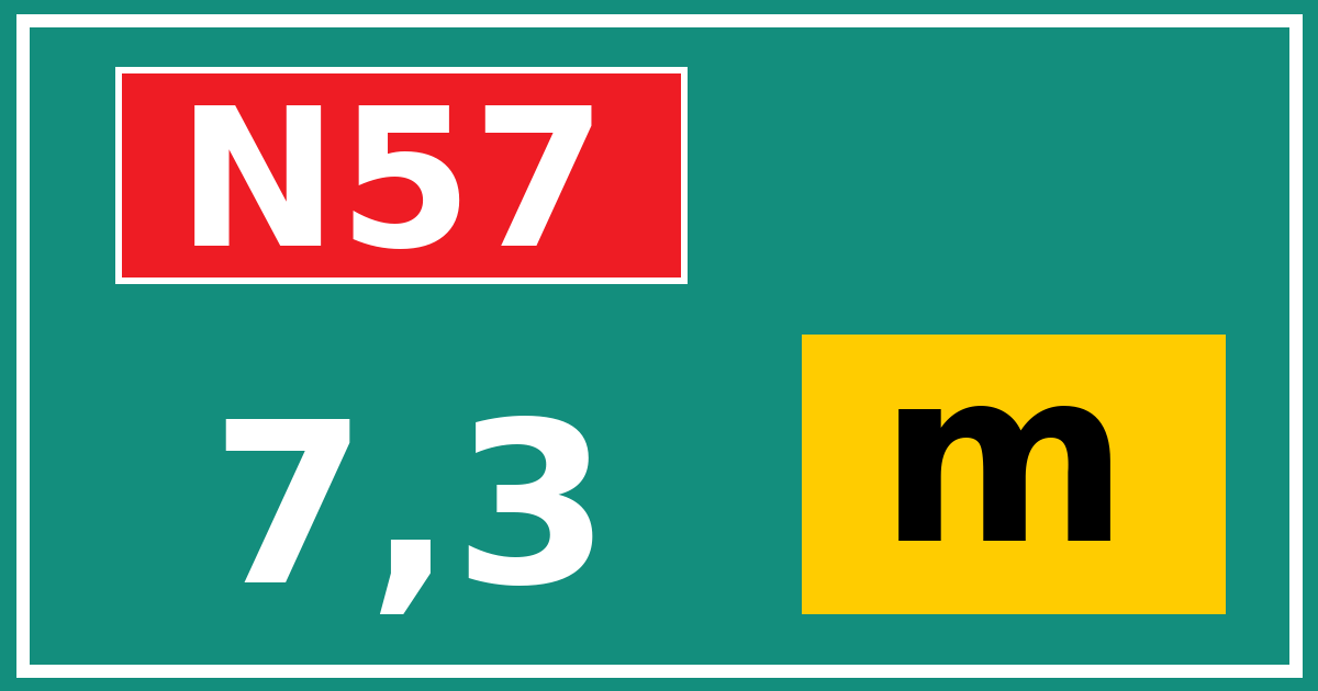 Hectometerbord N57 7,3 letter m