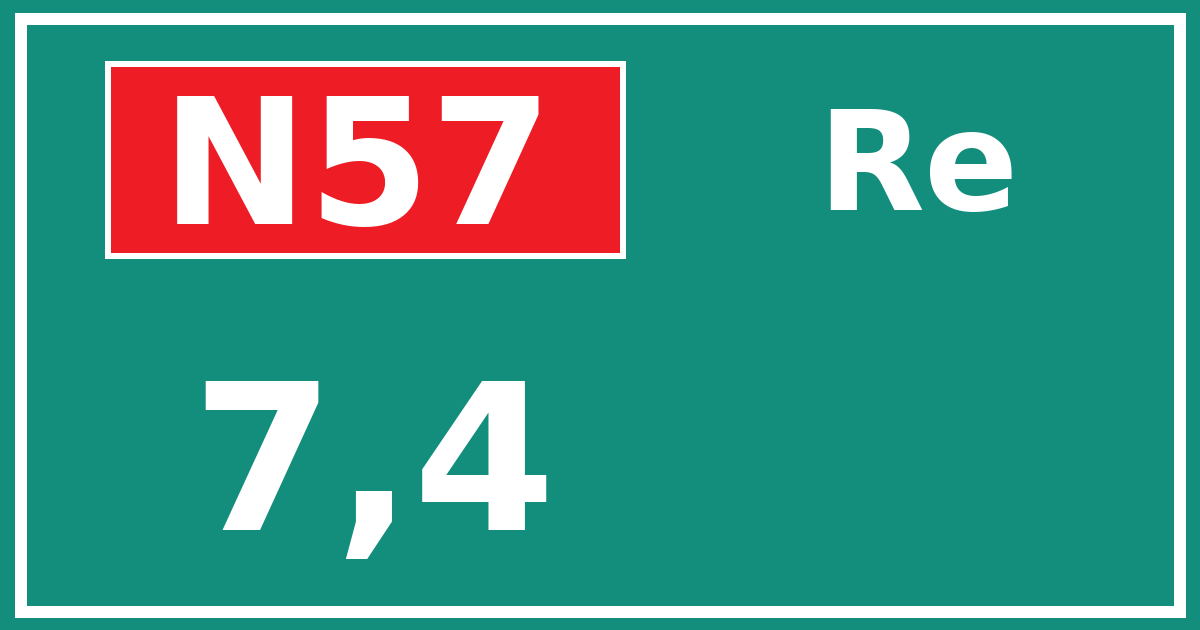 Hectometerbord N57 7,4 zijde Re