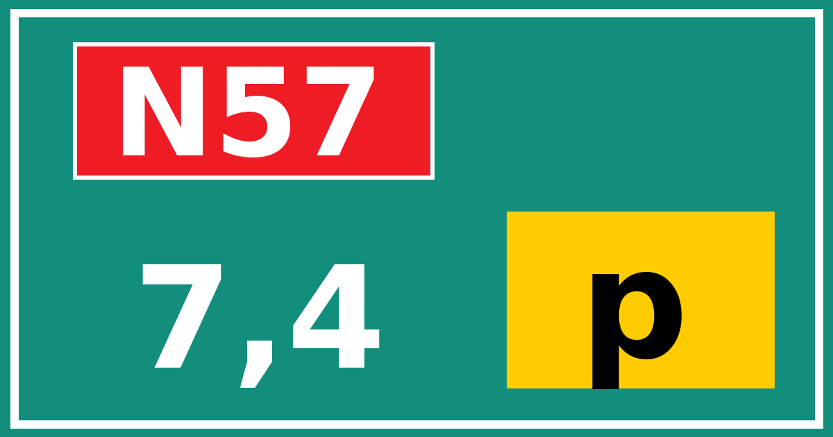 Hectometerbord N57 7,4 letter p