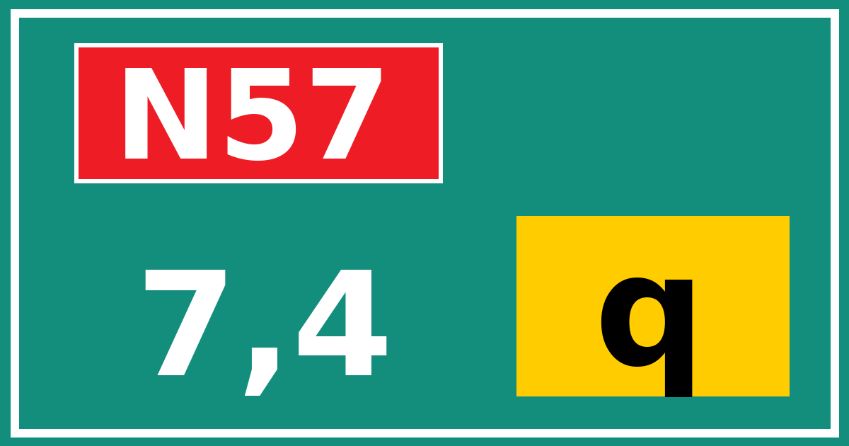 Hectometerbord N57 7,4 letter q