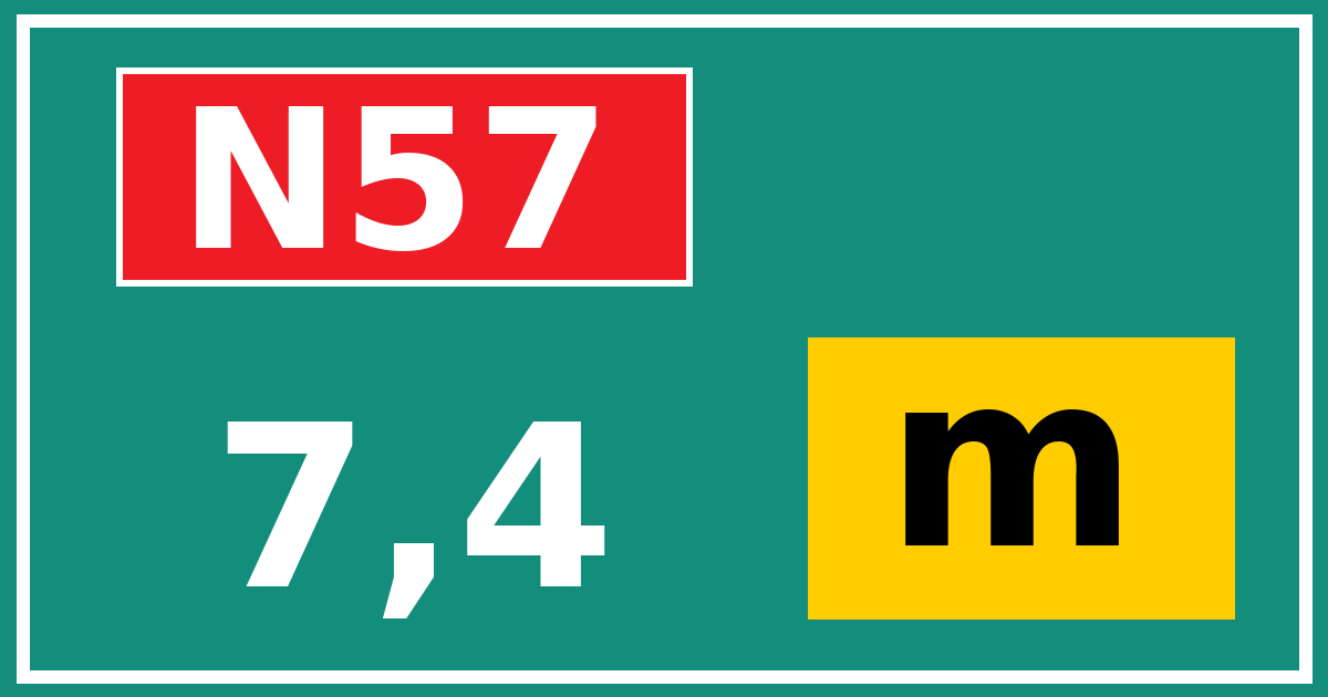 Hectometerbord N57 7,4 letter m