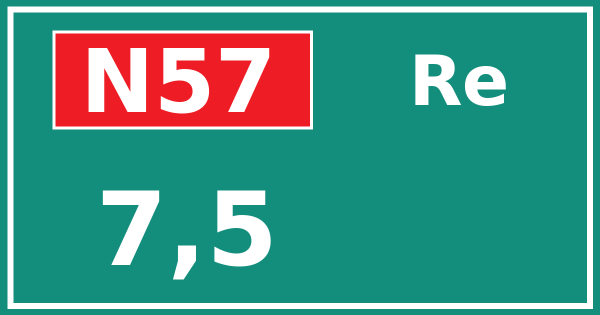 Hectometerbord N57 7,5 zijde Re