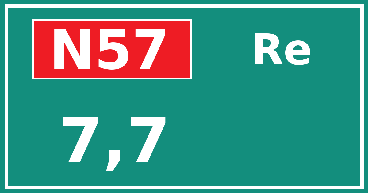 Hectometerbord N57 7,7 zijde Re