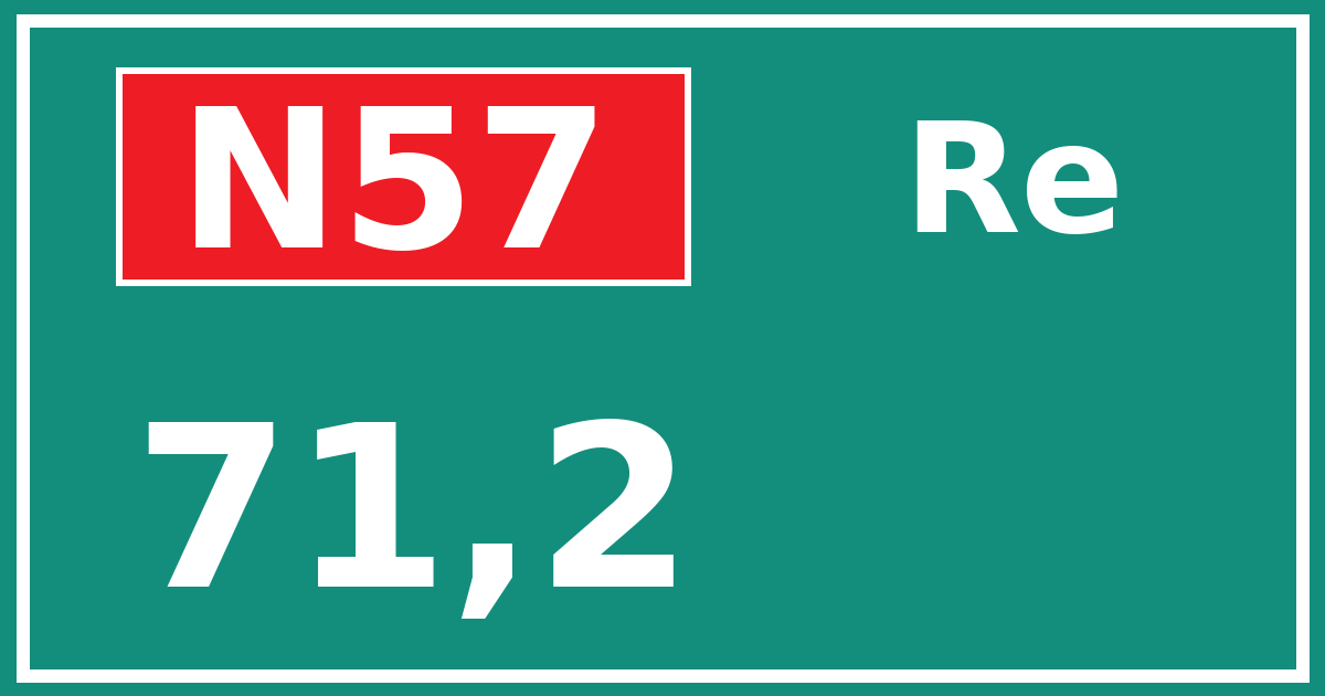 Hectometerbord N57 71,2 zijde Re