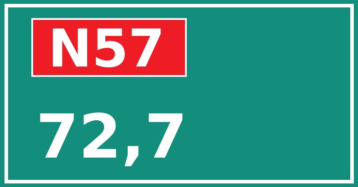 Hectometerbord N57 72,7