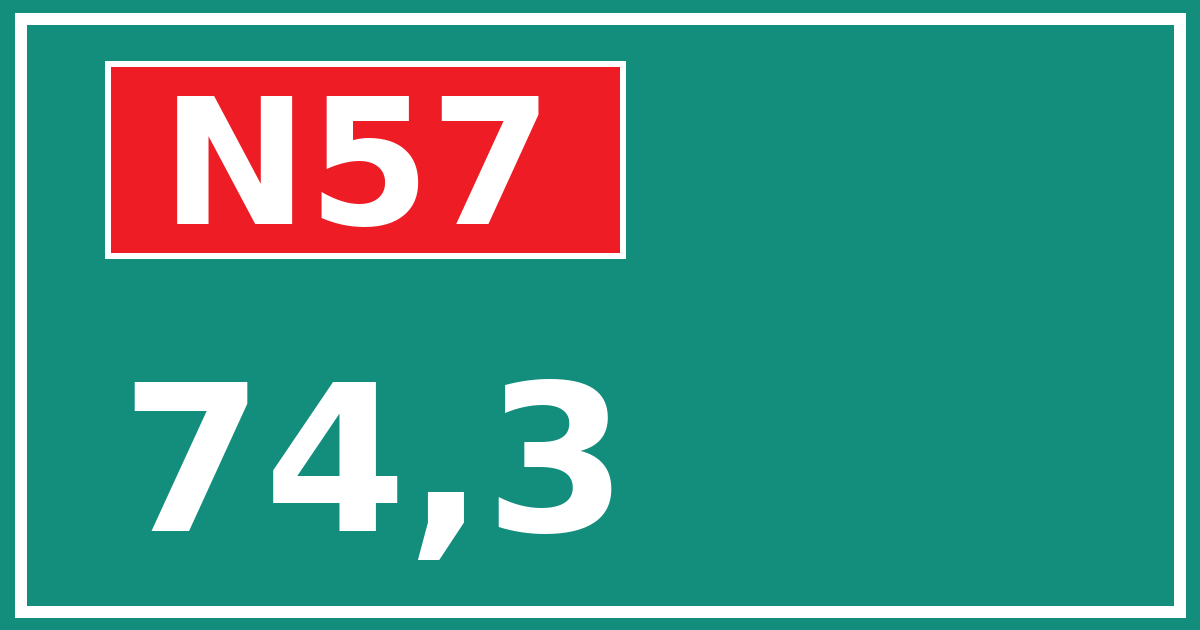 Hectometerbord N57 74,3