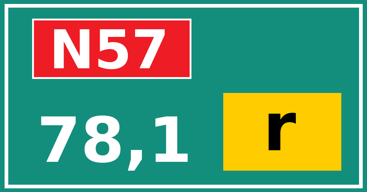 Hectometerbord N57 78,1 letter r
