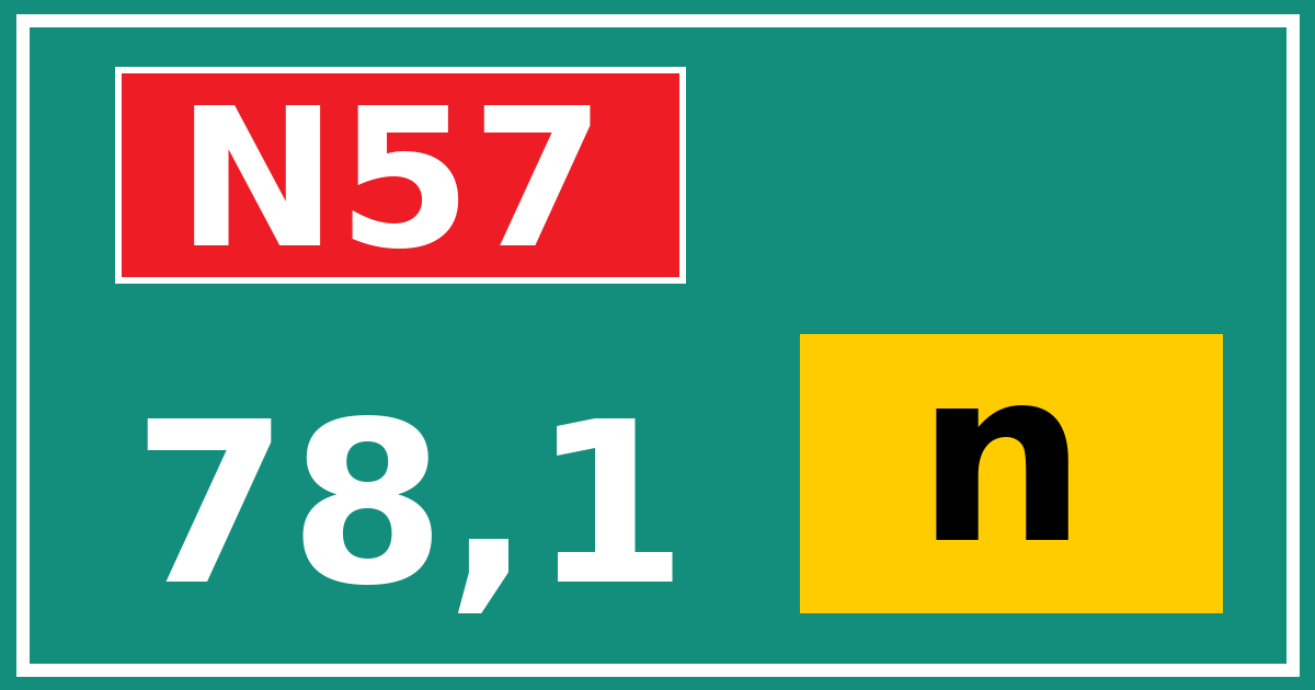 Hectometerbord N57 78,1 letter n