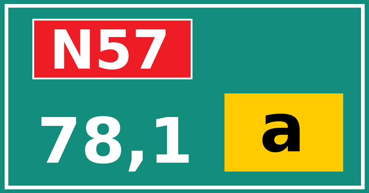 Hectometerbord N57 78,1 letter a