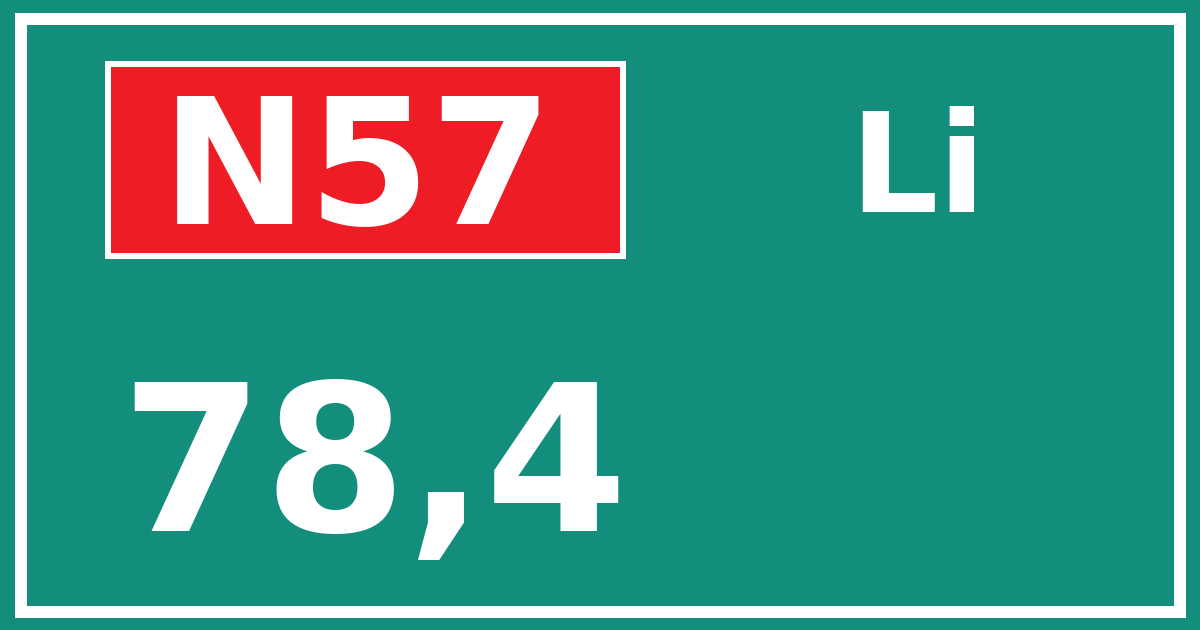 Hectometerbord N57 78,4 zijde Li