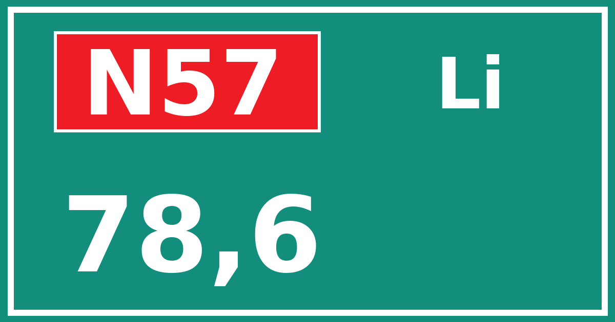 Hectometerbord N57 78,6 zijde Li