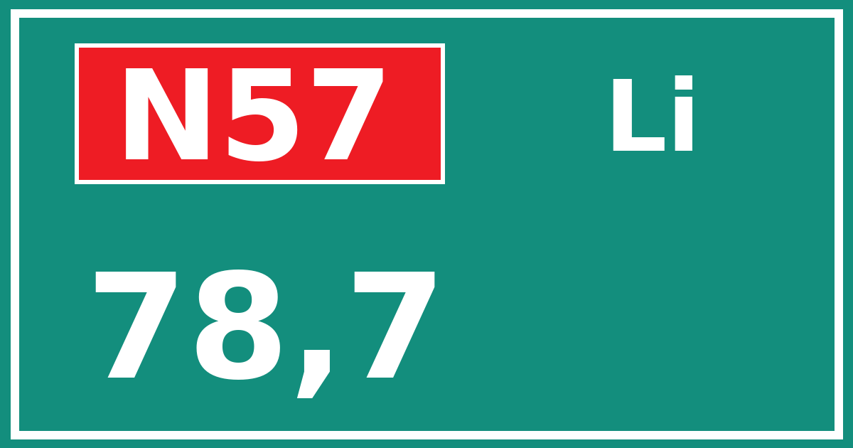 Hectometerbord N57 78,7 zijde Li