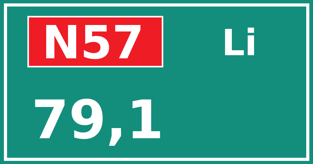 Hectometerbord N57 79,1 zijde Li