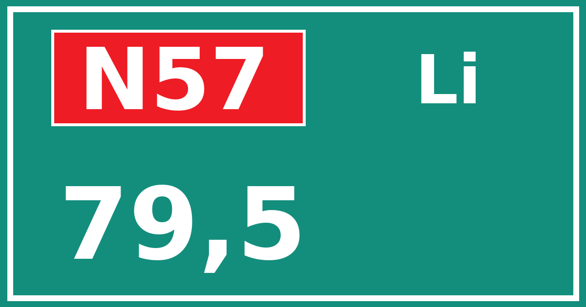 Hectometerbord N57 79,5 zijde Li