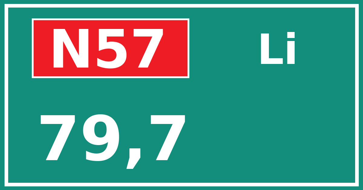 Hectometerbord N57 79,7 zijde Li