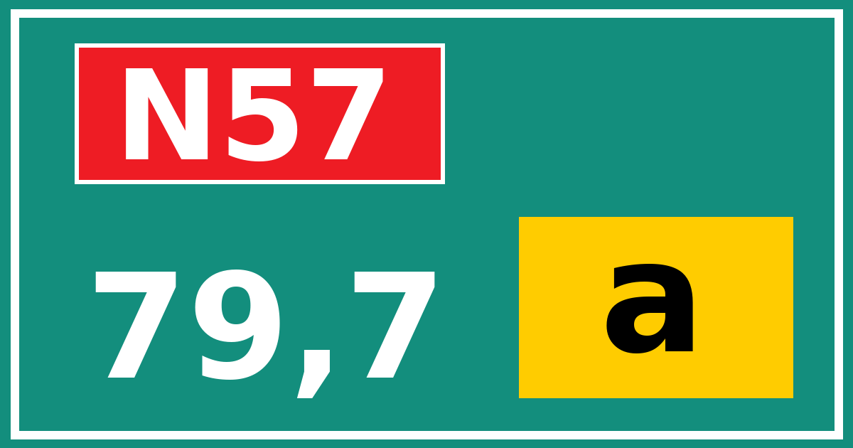Hectometerbord N57 79,7 letter a