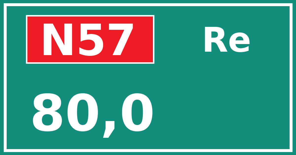 Hectometerbord N57 80,0 zijde Re
