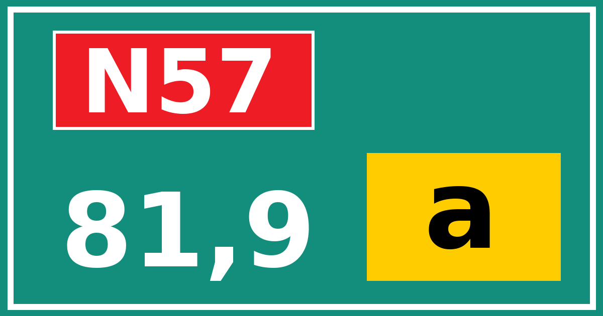 Hectometerbord N57 81,9 letter a