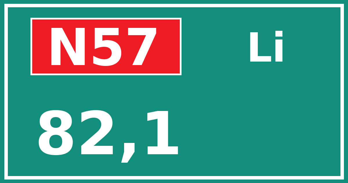 Hectometerbord N57 82,1 zijde Li
