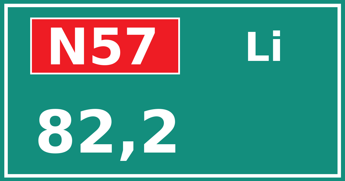 Hectometerbord N57 82,2 zijde Li